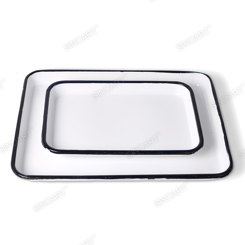 7.5x11” 11x15” Enamel Butcher Tray White porcelain coated palette