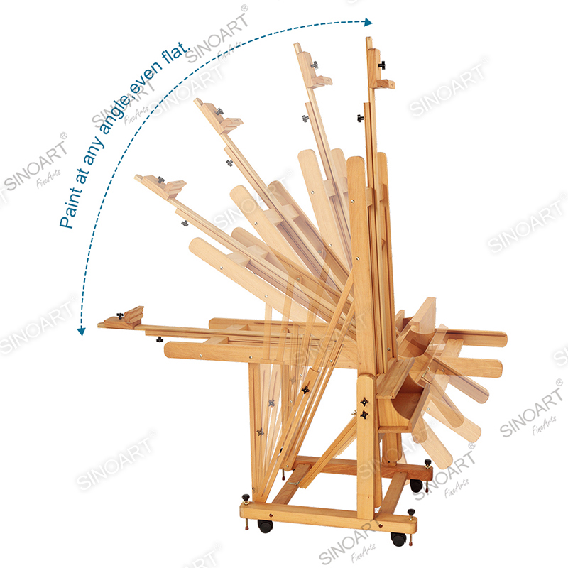 67x79x201(370)cm Multi-Angle Heavy Duty Extra Large Adjustable H-Frame Studio Easel with Casters Wooden Easel