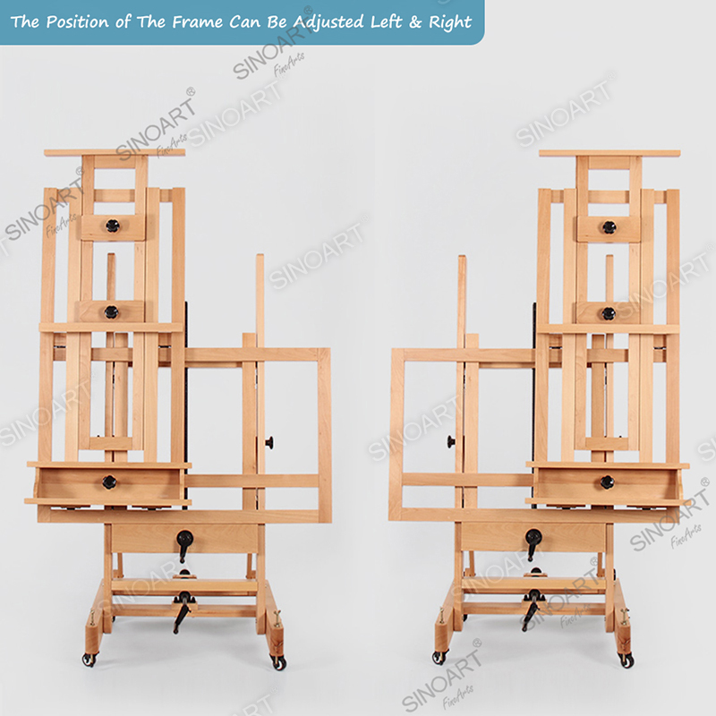 70x72x177(277)cm Deluxe Heavy Duty Extra Large Adjustable H-Frame Studio Easel with Artist Storage Tray Wooden Easel