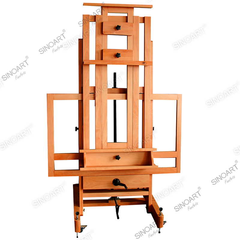 70x72x177(277)cm Deluxe Heavy Duty Extra Large Adjustable H-Frame Studio Easel with Artist Storage Tray Wooden Easel