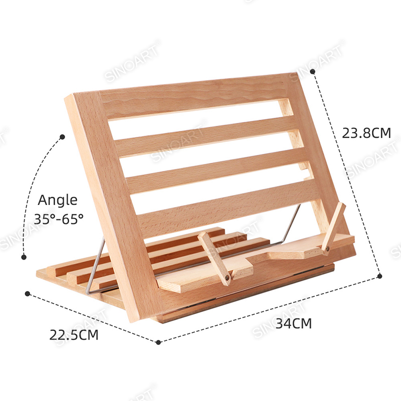 34x23.8x22.5cm Book Stand Adjustable Cookbook Holder Reading Desk for Music Books Textbook Tablet iPad Portable Wooden Easel 