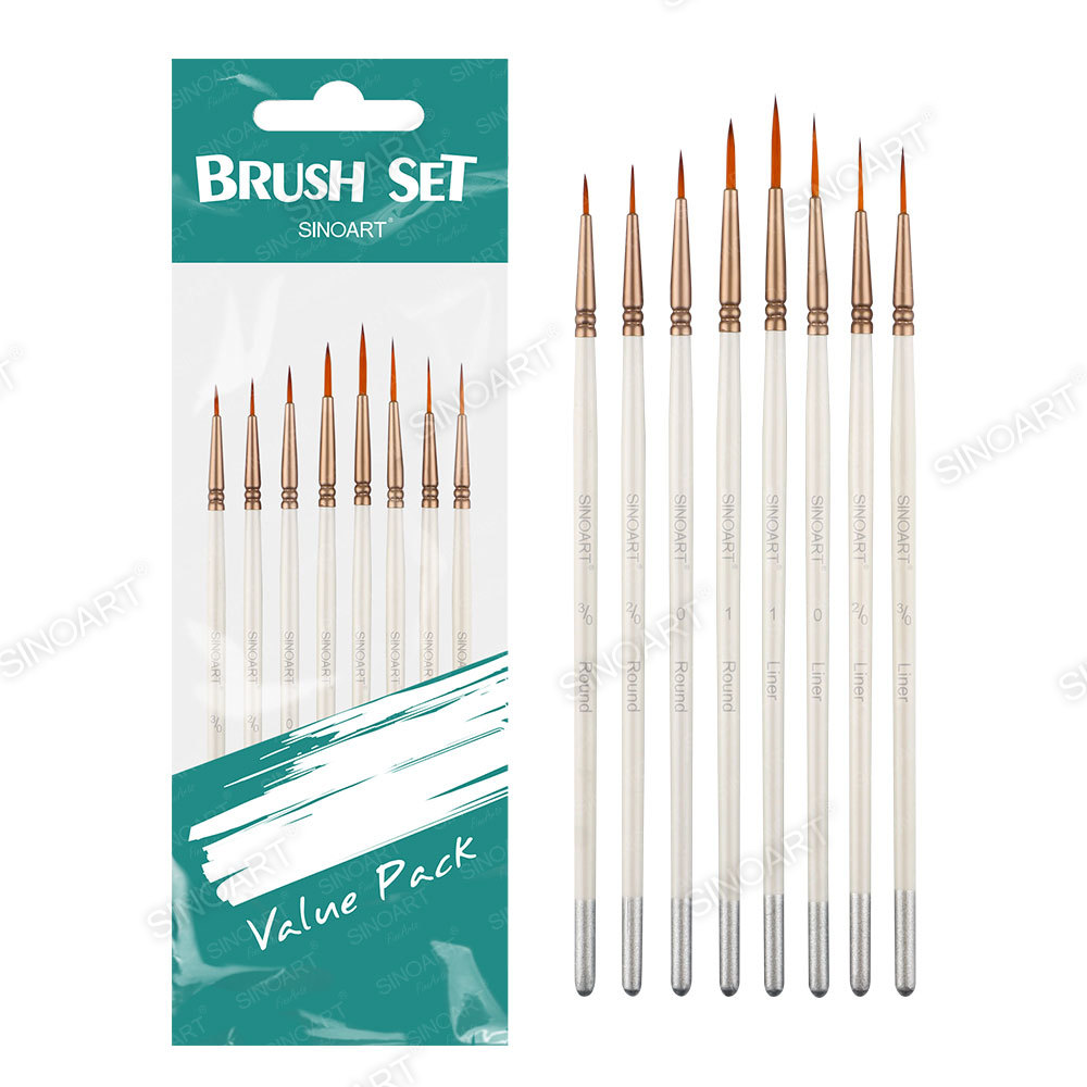 Artist Detail Brush Set - Nylon Brushes for Painting and Nail Gel Polish