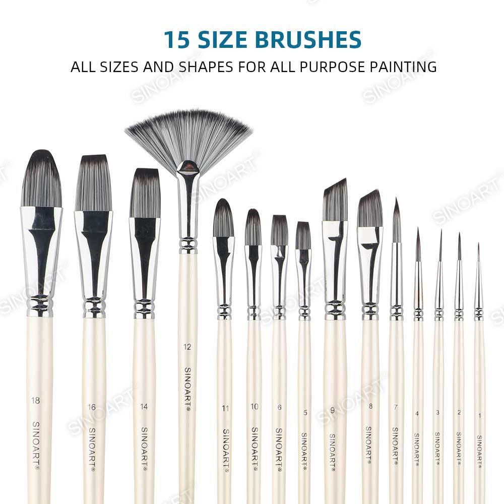 15PK Artist Brush Set with Artist Paint Brush Holder