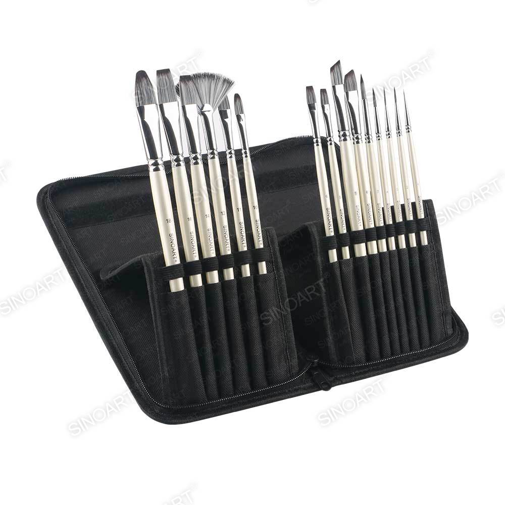 15PK Artist Brush Set with Artist Paint Brush Holder