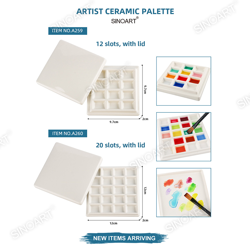 Artist Square Ceramic Palette with lid