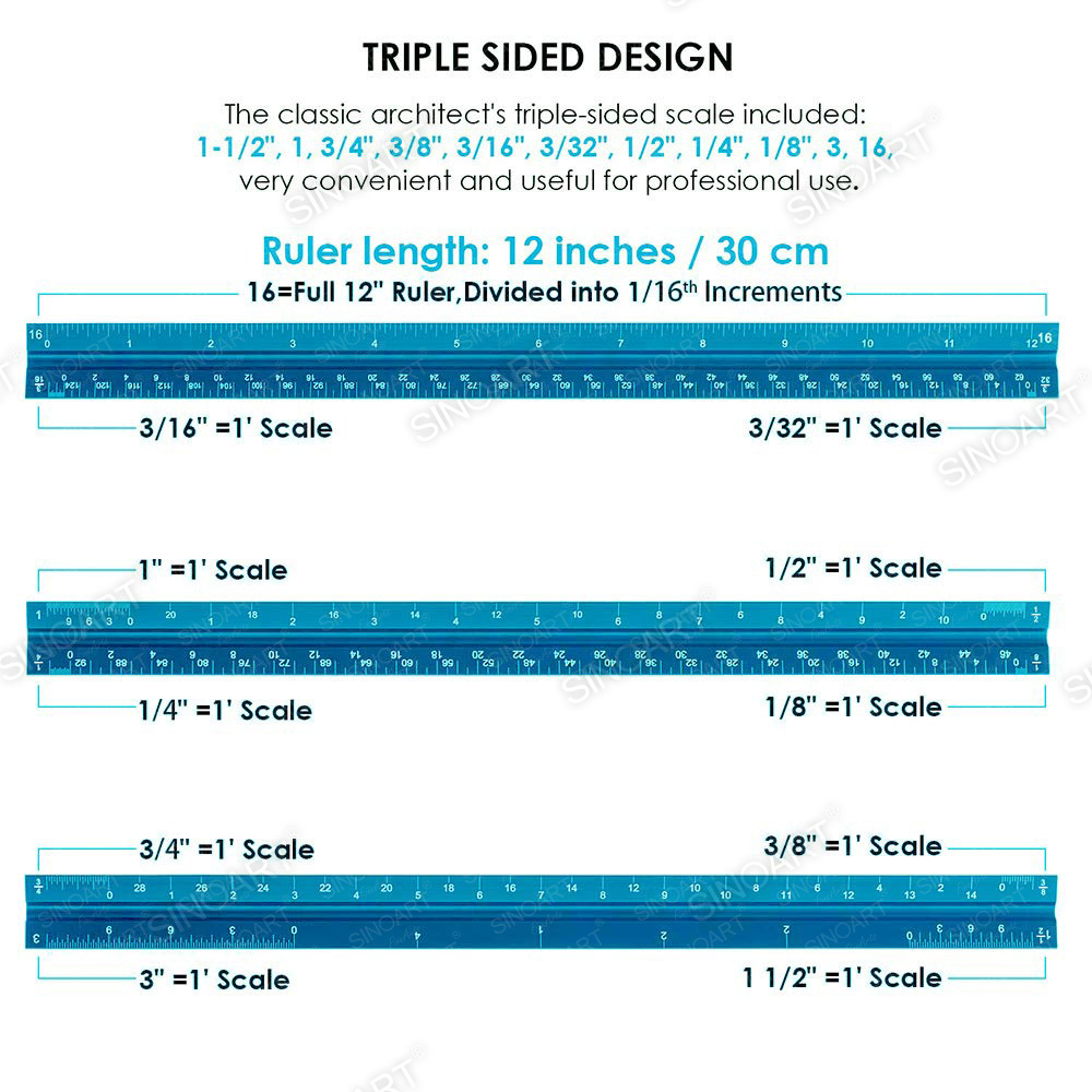 Trigonometric Architect's Scale: Precision Scale Ruler in Inches And Metric