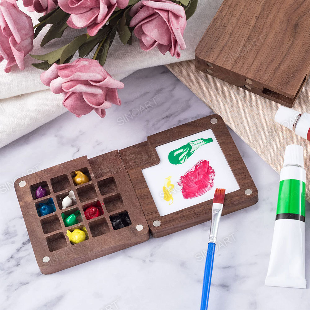 Mini Pocket Wooden Palette - Custom Portable Watercolor Palette for Travel