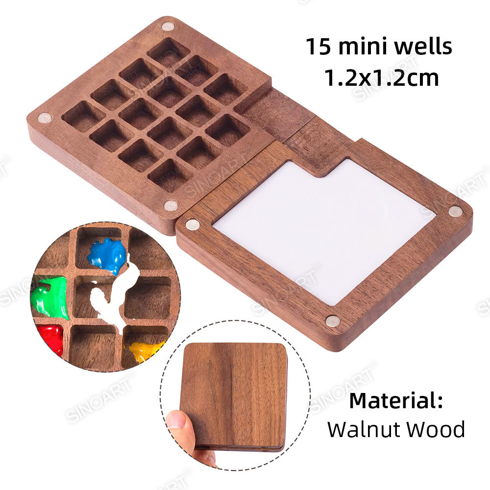 Mini Pocket Wooden Palette - Custom Portable Watercolor Palette for Travel