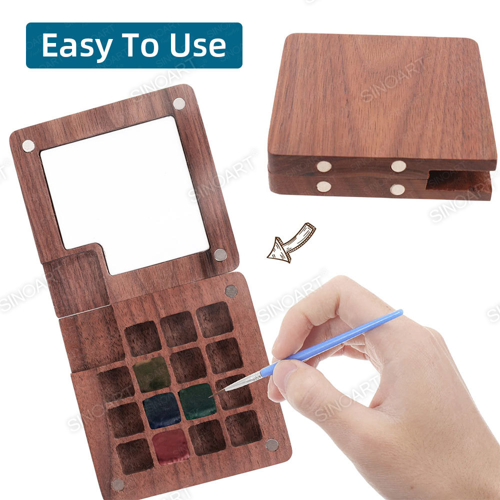 Mini Pocket Wooden Palette - Custom Portable Watercolor Palette for Travel